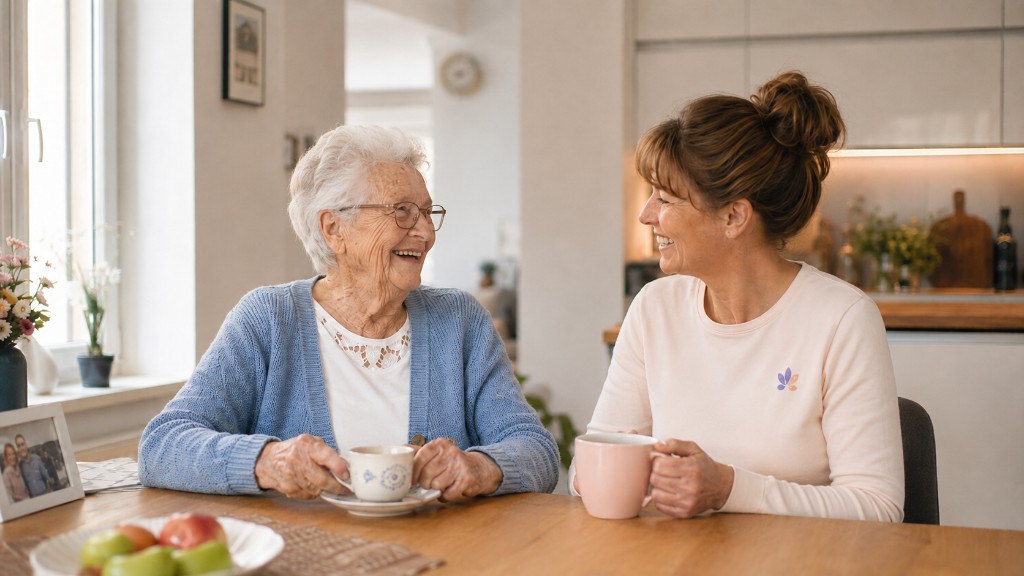 Kaffee und Gespräch – ein ruhiger Moment zu Hause